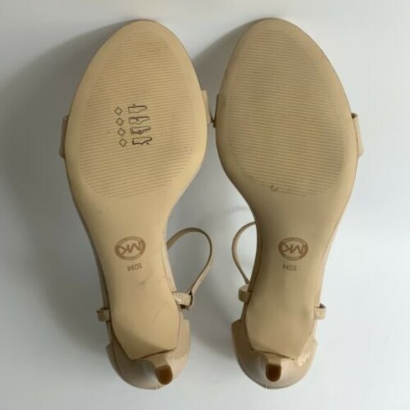 Michael Michael Kors Simone Faux Patent Leather Open Toe Sandals Tan 10 - Picture 8 of 11